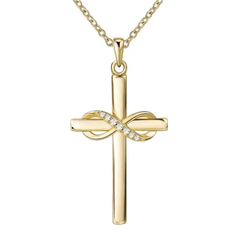 Infinity Cross Necklace Gold