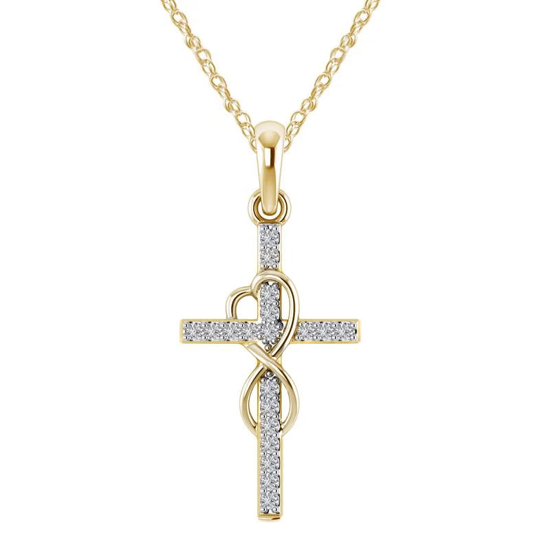 Infinity Heart Cross Necklace CZ
