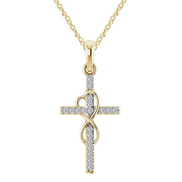 Infinity Heart Cross Necklace CZ